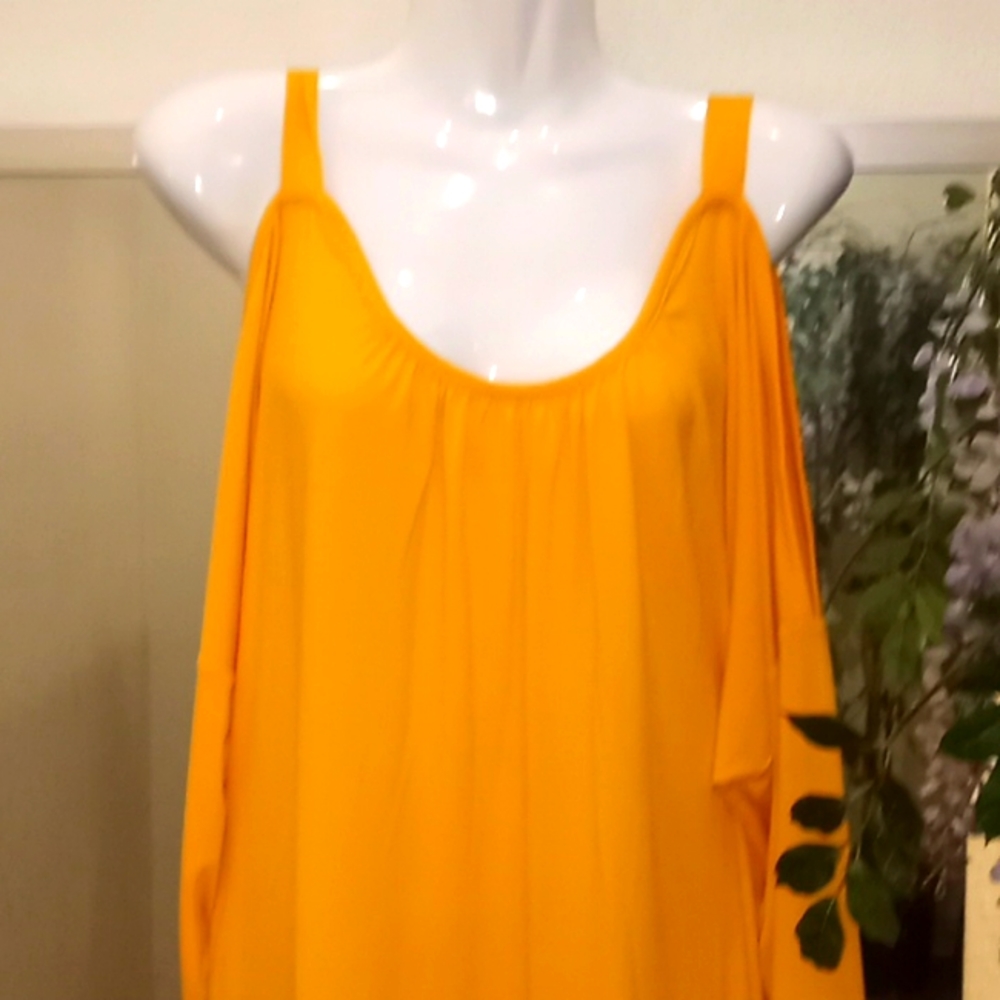 ASHRO Gold Cold Shouldered Jersey Blouse